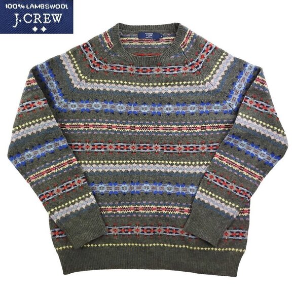 J. Crew Fair Isle Sweater 100% Lambswool Soft Multicolor Men's XL - Picture 1 of 14